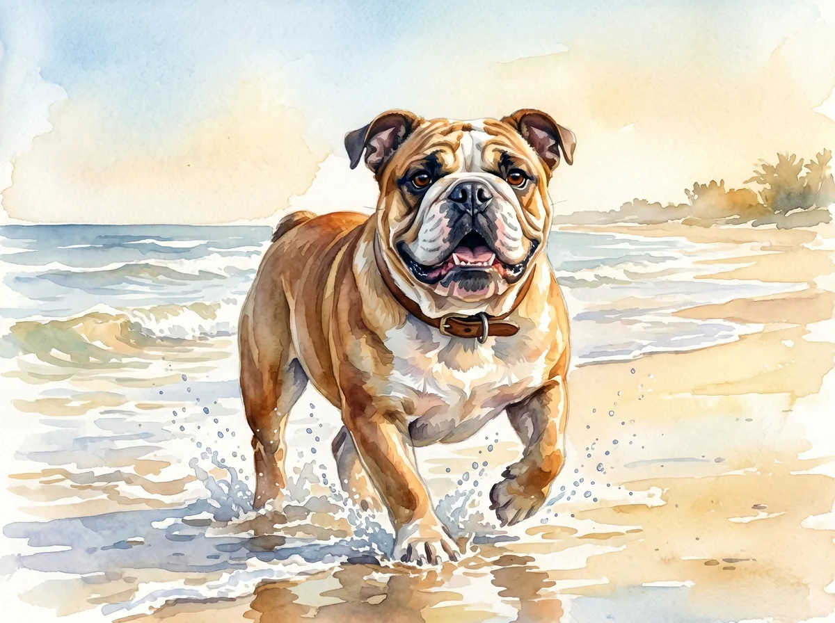 Bulldog watercolor calendar month 6